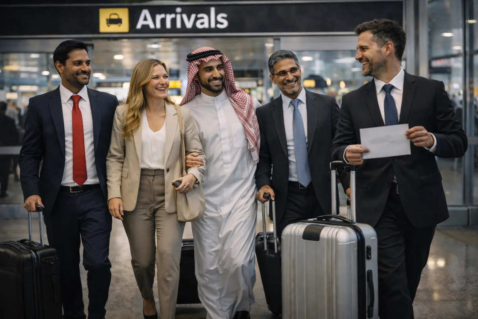 Passengers greeted by their driver at Helsinki Airport arrivals