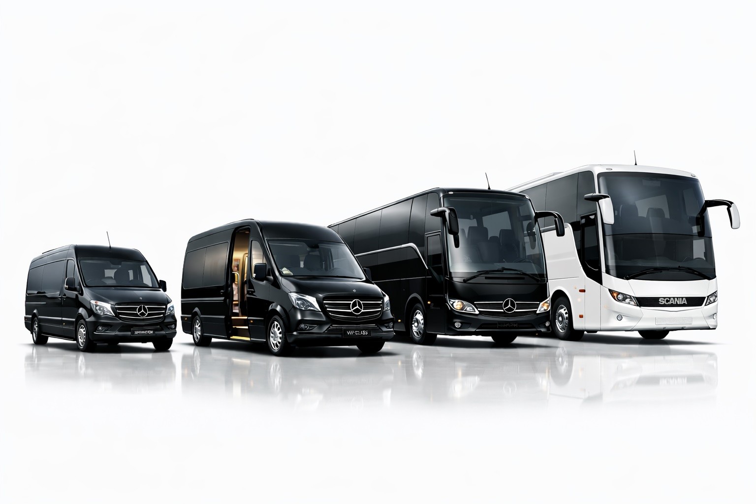 Mercedes minibuses and coaches for group transfers and custom tours in Finland
