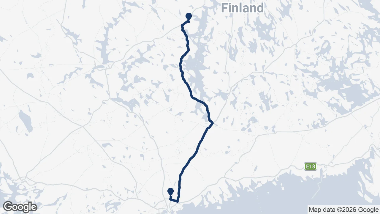 Route map: Helsinki Airport ⇄ Himos